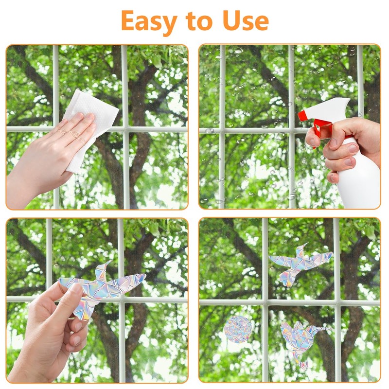 Pack of 48 Prism Window Stickers for Bird Strikes, Suncatcher