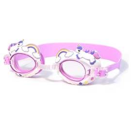 EIROVYA schwimmbrillen für Kinder schwimmmaske Kinder UV-Schutz Anti-Fog Beschichtung für Kids Mädchen Jungen, Einhorn, 1 Stück