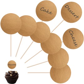 BEAGERUO 100 PCS Cheese Markers for Charcuterie Board, Cupcake Toppers Blank Toothpick Flags Food Tags Appetizer Signs Buffet, Wedding, Birthday Party and Dinner Decorations (Round)