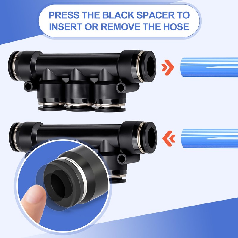 Bwintech 5 pieces 8 mm OD straight connectors, 5-way quick
