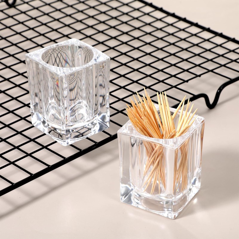 Ezymivs 2PCS Cocktail Pick Holder, Clear Acrylic Toothpick Holder Rhombu
