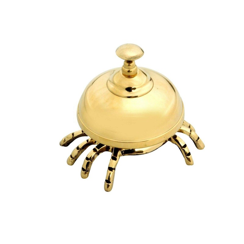 Vintage Antique Brass Crab Bell Hotel Counter Reception Bell Teacher