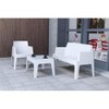 Compamia Box Resin Patio Coffee Table in White, Commercial Grade