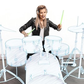 Electric Air Drum Set, Virtual Drumsticks Set, RGB Portable 3D Motion Sensing Air Drum Kit with Drumsticks Pedals Bluetooth & 8 Sounds for Adults Kids Percussion Accessories