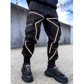 DIOTSR Mens Cargo Pants Techwear Hip Hop Harem Pant Jogger Sweatpants with Pockets Streetwear Punk Jogging (Black, X-Small)