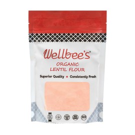 Wellbee's Red Lentil Flour, Organic, Gluten Free, Vegan, SCD Approved - Pre-soaked & Pre-rinsed - Flour Alternative - 1 LB - High Protein