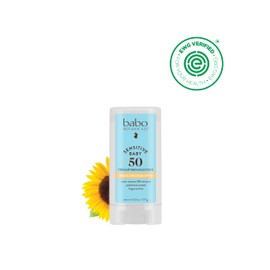 Babo Botanicals Sensitive Baby Mineral Sunscreen Stick SPF 50 - 70% Organic Ingredients - Zinc Oxide - NSF & MADE SAFE and EWG Certified - Water Resistant - Fragrance-Free - Babies & Kids - 2-Pack