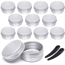 GAUATO Pack of 12 Aluminium Jars, 10 ml, Mini Cream Jars for Filling with Lid, Empty Round Lip Balm Container, Travel Ointment Jars, Ointment Jars, Small Jars for Lotion, Cream, Mini Candles,