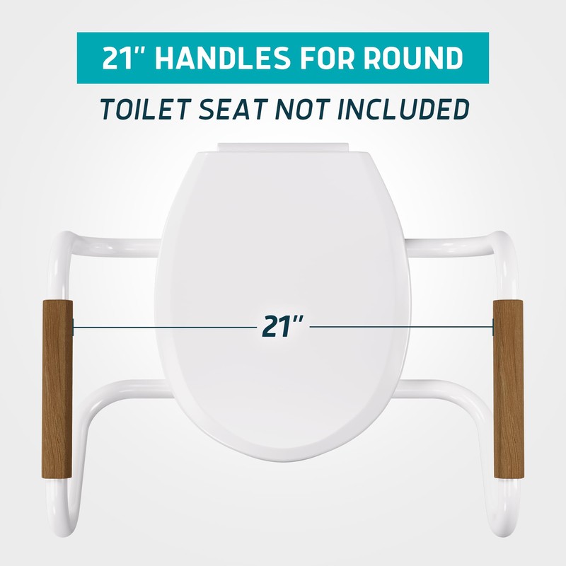 Lunderg 21" Handrails Replacement for Round Raised Toilet Seat -