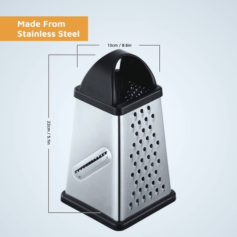 Four-Sided Cheese Grater - Box Grater, Parmesan Cheese Grater, Hand
