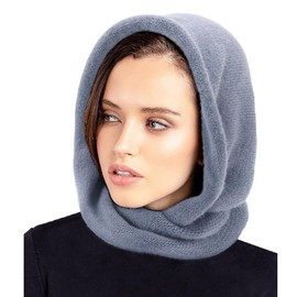 ihreesy Winter Balaclava,Warm Beanie Hat Unisex Hooded Scarf Ear Protection Cap Windproof Knit Neck Warmer Balaclava Hood Scarf for Men and Women,Blue