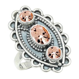 Morganit im Labor gezüchtet Edelstein Band Ring 925 Sterling Silber Ring Männer & Frauen Band Ring Alle Größen Band Ring Handgefertigt TSR1274BC_6 (52 (16.6))