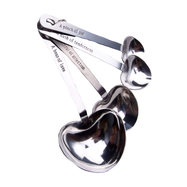 FASHIONCRAFT Heart Shaped Measuring Spoons, Silver, Pack of 18