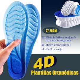 2 Pares Plantillas para Fascitis Plantar, Plantillas Ortopédicas 4D con Soporte de Arco y Memory Foam, Antifatiga para Hombre y Mujer, Alivio del Dolor de Pies, Trabajo y Uso Diario （27–28 cm）