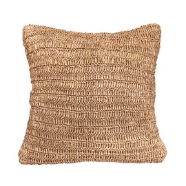 Eco Living Raffia Hand Knitted Pillow Cover, 18x18 – Boho Decorative Cushion Cover for Couch, Sofa or Bed, Rustic Natural Throw Pillow Case