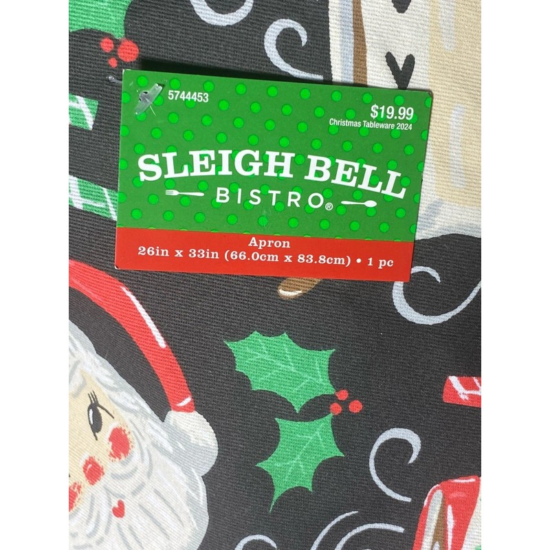Sleigh Bell Bistro Santa Expression Mug Print Cotton Apron 26”x33”