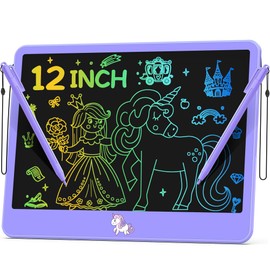 Hockvill LCD Writing Tablet for Kids 12 Inch, Kids Learning Toys Drawing Pad for Girls Boys, Unicorn Doodle Board for Toddlers 3 4 5 6 7 8 Year Old Travel Essentials, Christmas Birthday for Kids