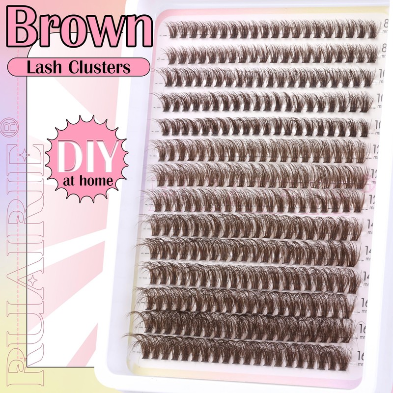 Brown Lash Clusters Eyelash Extensions 280pcs Fluffy Eyelash Clusters Lash