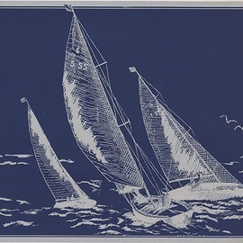 Wallpaper Border Yacht Blue Classic 15' x 9.125" HU6130B