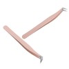 WOONEKY 2pcs Stainless Steel Eyelash Tweezers for Lash Extensions Curved