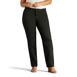 Lee Women's Plus Size Relaxed Fit All Day Straight Leg Pant, Black, 24W Medium