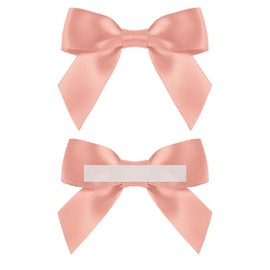Self Adhesive Luxury Satin Bows for Gift Wrapping 3" Small Black Satin Premade Ribbon Bows with Double-Sided Tape for Package Baby Shower Birthday Party Wedding Craft Decoration (Rose Gold, 100 Pack)