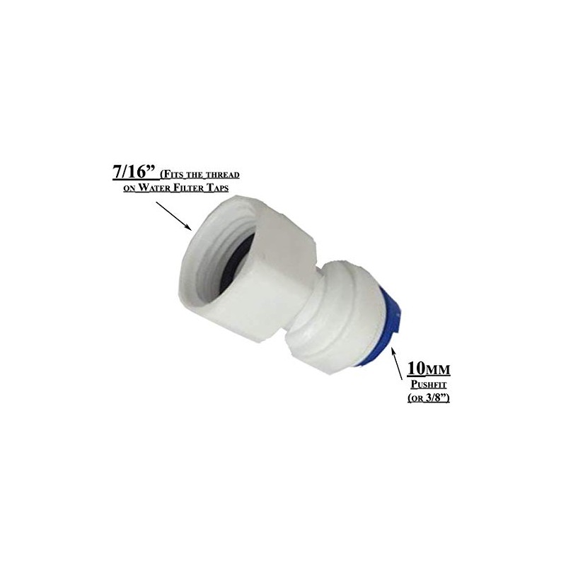 7/16" Bsp Female Fitting x 3/8" pushfit for Connecting 10mm