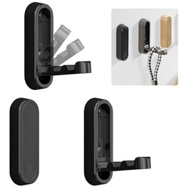 FUWEN 3PCS Ganchos Plegables de Pared, Resistentes Gancho de Abrigo Plegable de Hechos de Aleación de Zinc, Libre Uñas, Ganchos de Pared para Colgar Abrigos, Bufandas, Sombreros, Llaves, Bolsas(Negro)