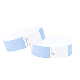 Tyvek Wristbands 3/4 inch 100 Pack, Paper Like Bracelets Used for Events, Nightclubs, waterparks etc. Sky Blue