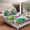 Boys Green Garbage Truck Bedding Set Cartoon Trash Truck Fitted