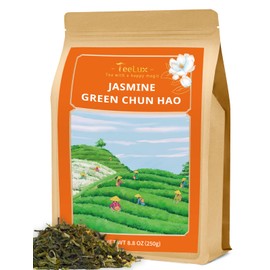 TeeLux Jasmine Green Tea, Natural Jasmine Green Tea Loose Leaf with Pleasant Aroma, Premium Jasmine Chun Hao, Hot & Iced Tea, 8.8 Ounce