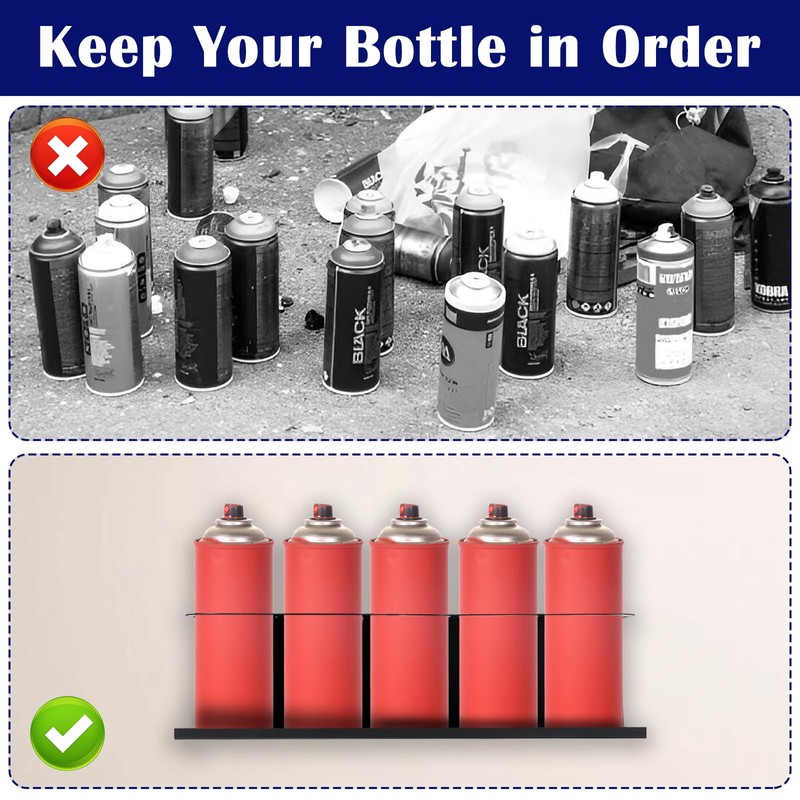 4-Pack 5 Holes Spray Can Holder Bottle Organizer Wall-Mounted Spray