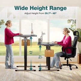 Elevon Electric Adjustable Height Standing Desk - 55 x 24 inch Sit to Stand Up Desk with Splice Board, Rising Home Office Computer Table with 2 Hook and Wire Hole for Work