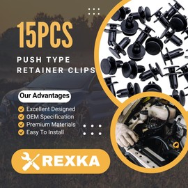 Rexka 15pcs Fender Liner Push-Type Retainer Clip Fastener Compatible with Hyundai Kia 86595-2T500 Accent,Azera,Elantra,Equus,Genesis, Ioniq, Kona,Santa Fe,Sonata,Tucson,Veloster,Optima,Sedona