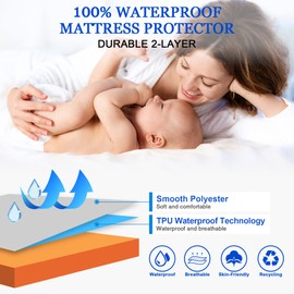 Sufdari Twin XL Mattress Protector,Waterproof Mattress Protector,Fitted Sheet Style Mattress Cover with 18" Deep Pocket,Washable and Comfortable-Orange,Twin XL
