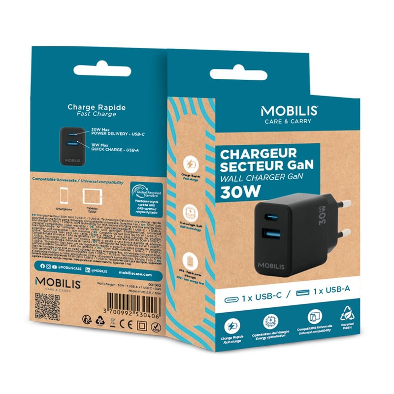 Mobilis Wall Charger Black 30W