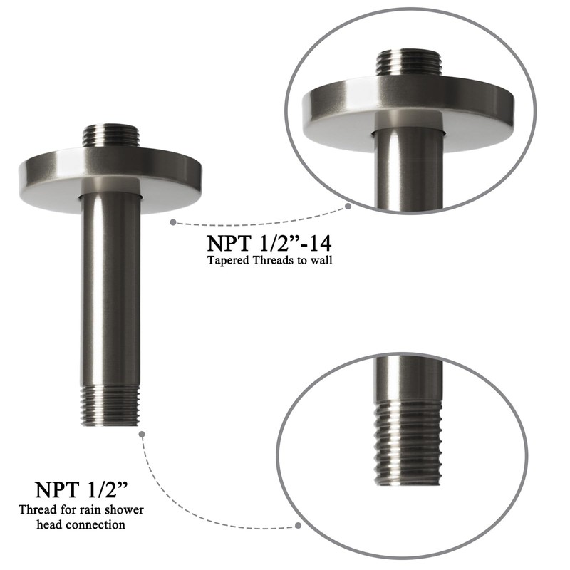 4 Inch Shower Arm with Flange, Ceiling Mounted Shower Head