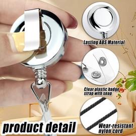 30 Pack Badge Holders, Silver Retractable Badge Reels - Metal with 24 Inch Cord, Durable Spring Clip (Silver)