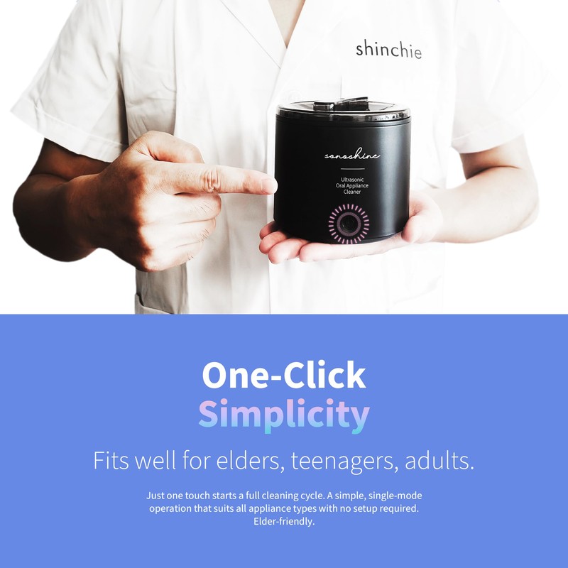 Shinchie Ultrasonic Retainer Cleaner – Auto-Adjust 39-48kHz Sonic Retainer Cleaner