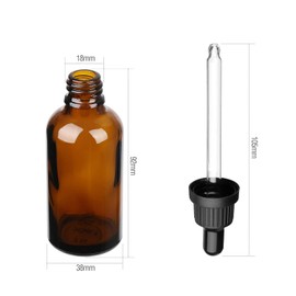 Amber Glass Dropper Bottle with Glass Pipette, 4 X 50ml Glass Eye Dropper Bottles Refillable for Essential Oil Aromatherapy Blends