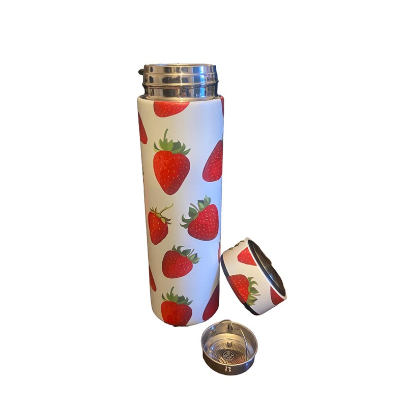 Strawberry Water Bottle - 450ml | Stainless Steel | with