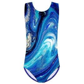 HUAANIUE Girls Kids Gymnastics Leotard Sleeveless Dance Costume 3-14 Years, B232-Blue