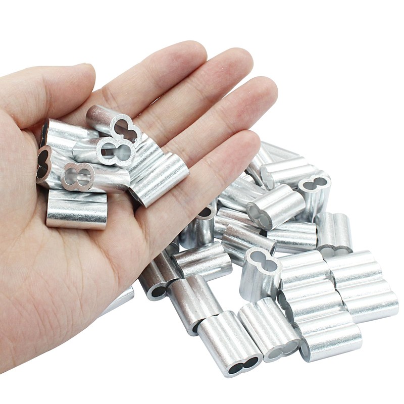 Murtenze 50Pcs 3/16" Wire Rope Sleeve, Aluminum Cable Crimp Sleeves,