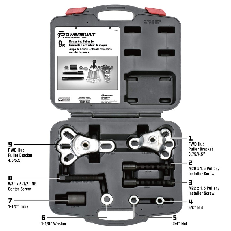 Powerbuilt Master Hub Puller Tool Set, Remove and Install Car