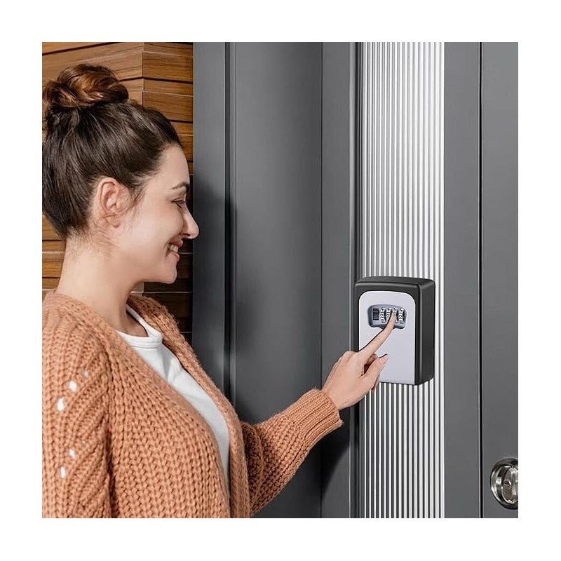 Safe Wall Mounted, Lock Box Outdoor, Key Box with 4