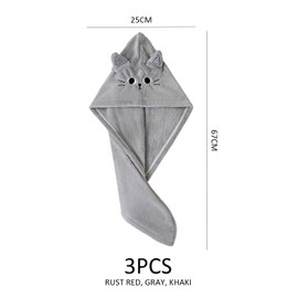 Pack of 3 Cute Hair Drying Caps, Coral Velvet Shower Caps, Absorbent Shower Caps, Quick Drying Shower Caps, Bath Accessories, Soft Hair Drying Caps