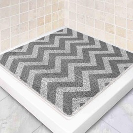 Square Shower Mat Non Slip: 32 x 32 Inch Extra Large Shower Mats with Drain Holes - Soft Comfort Loofah Shower Mat Anti Slip Quick Drying Easy Cleaning