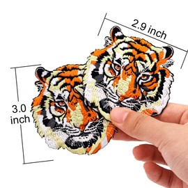Winrase 2pcs Animal Tiger Iron on Patches Embroidered Motif Applique Decoration Sew on Patches Beasts Embroidered Patches for Kids Clothes, Jeans, Arts Craft Sew Making(Animal Tiger 2pcs)