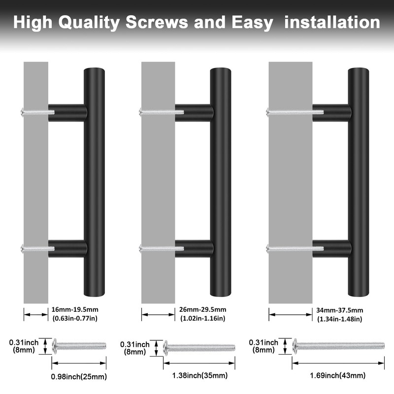 Probrico 30 Pack Cabinet Pulls Matte Black Kitchen Cabinet Handles