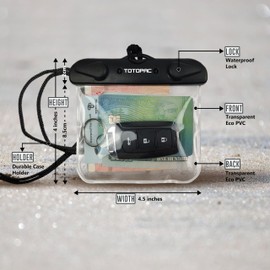 TOTOPAC Waterproof Car Key FOB Case Floating Wallet Pouch for Remote Keys ID Credit Card Cash Money Submersible Dry Bag Holder (1, Transparent)